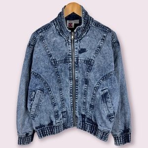 Vintage 90s NIKE Challenge Court Acid Wash Denim Jacket Men’s M Andre Agassi